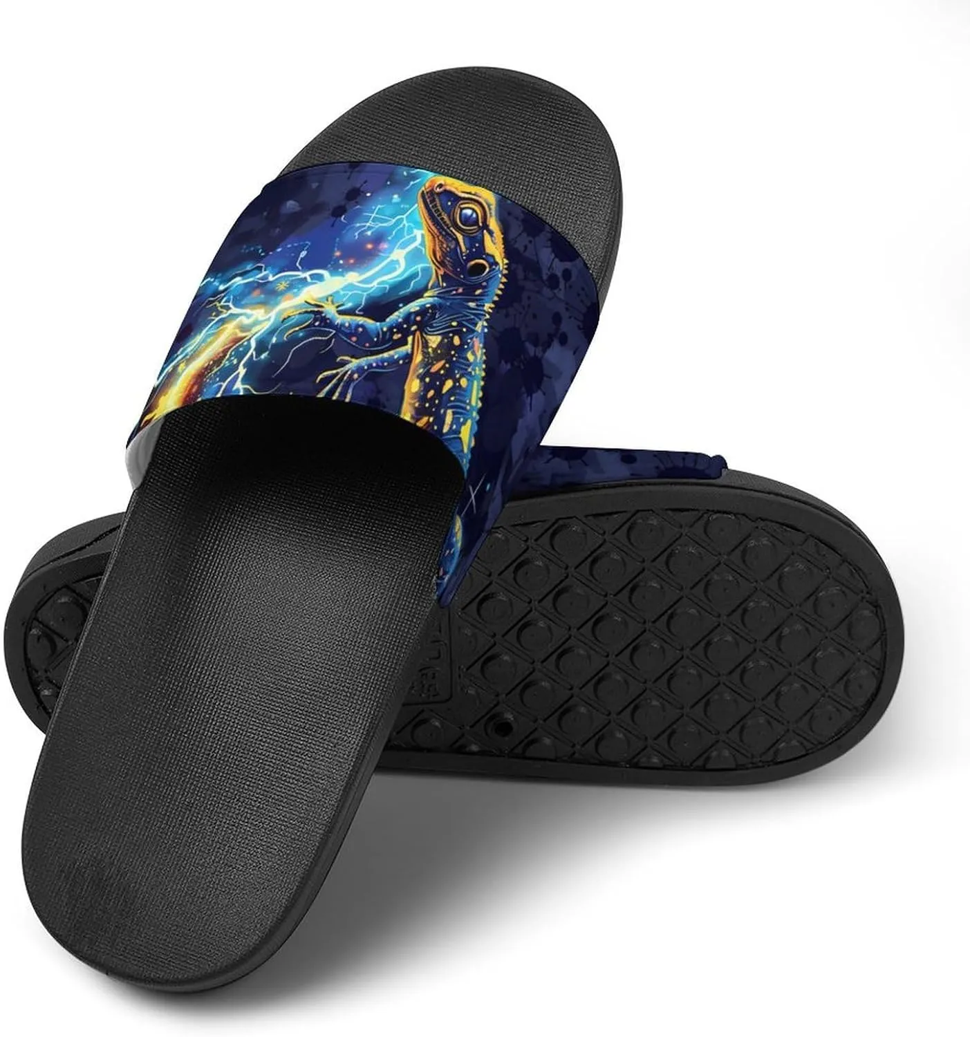 Lizard Gecko Thunder House Sandals Non Slip Slippers Quick Drying Bathroom Shower Shoes for Women Men