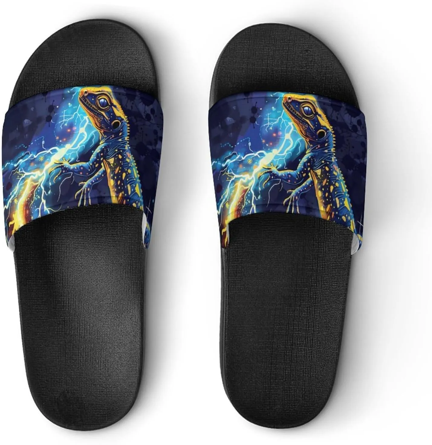 Lizard Gecko Thunder House Sandals Non Slip Slippers Quick Drying Bathroom Shower Shoes for Women Men