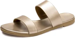 LM Women's Slide Sandals Two Band Slip On Flat Sandals Casual Summer Sandals