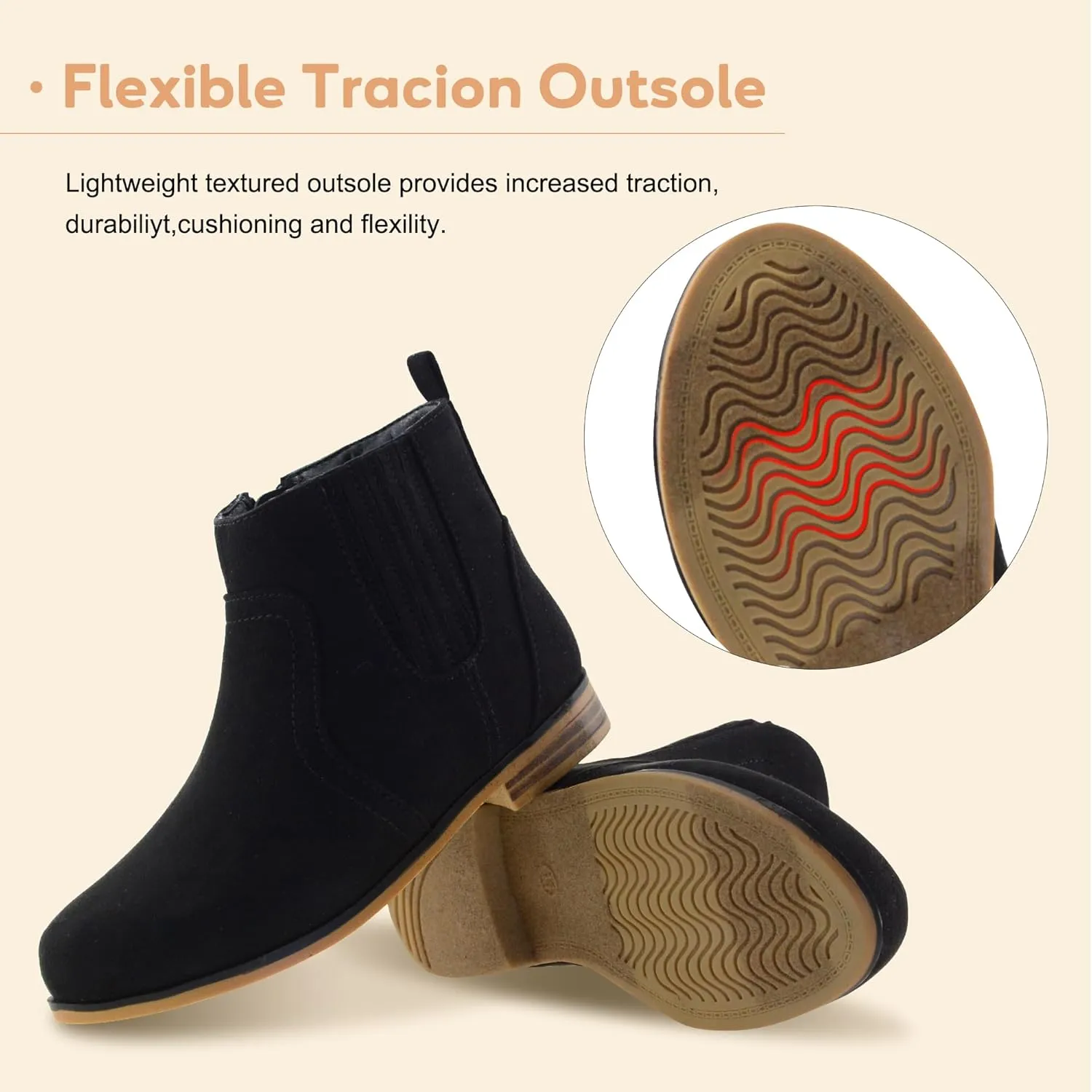 LseLom Girls Chelsea Boots Ankle Boots for Girls with Zipper Short Suede Booties Fashion Boots for Toddler/Little Kids