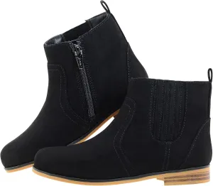 LseLom Girls Chelsea Boots Ankle Boots for Girls with Zipper Short Suede Booties Fashion Boots for Toddler/Little Kids