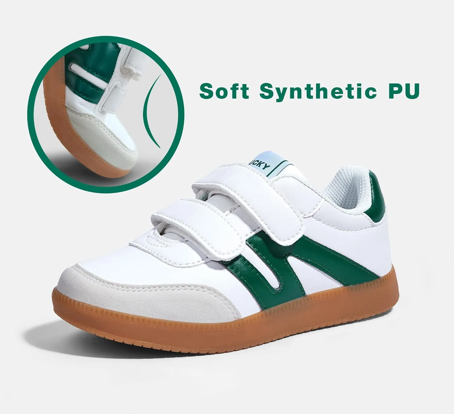 LUCKY STEP Kids Classic Retro Gum Sole Fashion Sneakers School Tennis Skate Shoes Girls Boys Hook and Loop Walking Casual Toddler Footwear Anti Slip Trainers