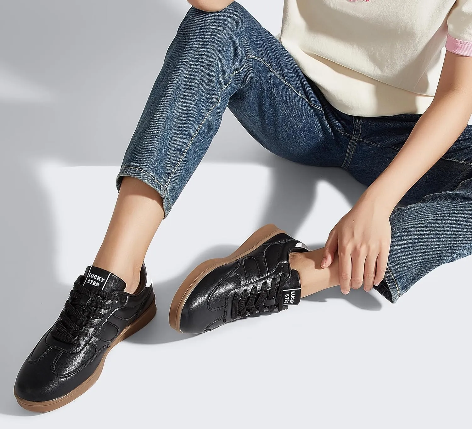 LUCKY STEP Women's Retro Fashion Sneakers Classic Casual Walking Shoes Non Slip Comfort Skate Shoes