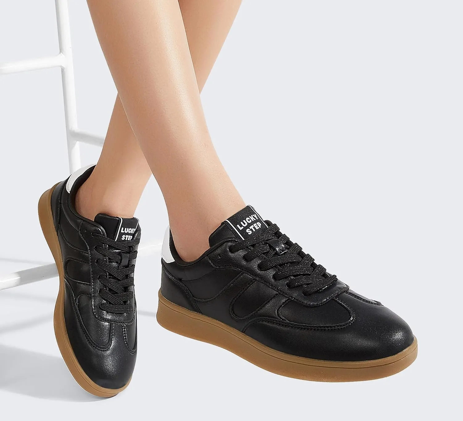 LUCKY STEP Women's Retro Fashion Sneakers Classic Casual Walking Shoes Non Slip Comfort Skate Shoes
