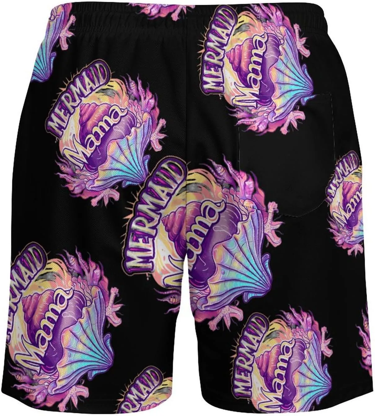 Mama Mermaid Shell Men's Swim Trunks Quick Dry Board Shorts Swimwear Beach Shorts with Compression Liner