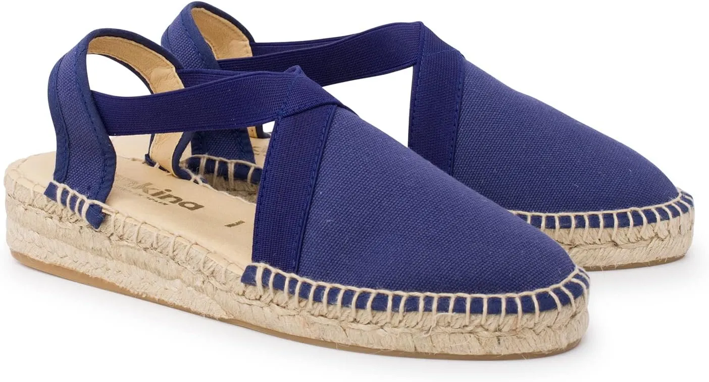 Marseille Authentic Spanish Espadrille Wedge Sandals for Women - Sustainable, Eco Friendly, Vegan Shoes. Classic Style, Organic Cotton Canvas Upper, Comfy Insole, Jute Midsole, Rubber Sole. Made in Spain