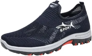 Men's Breathable Mesh Sneakers | Slip-On Athletic Shoes for Spring/Summer | Lightweight Casual Sports Style with Rubber Sole & Round Toe Design