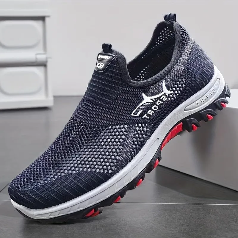 Men's Breathable Mesh Sneakers | Slip-On Athletic Shoes for Spring/Summer | Lightweight Casual Sports Style with Rubber Sole & Round Toe Design