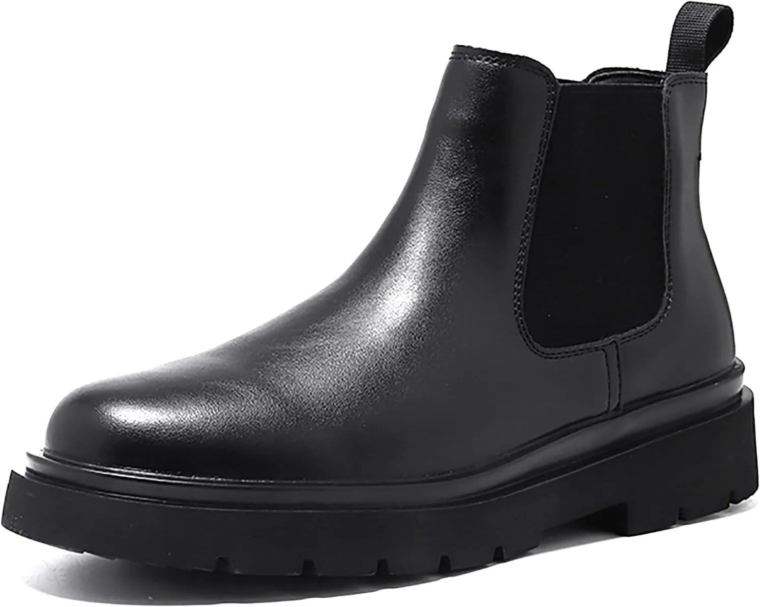 Men's Chelsea Ankle Boots Classic Leather Non-Slip Dress Boots Casual Elastic Slip On Work Boots