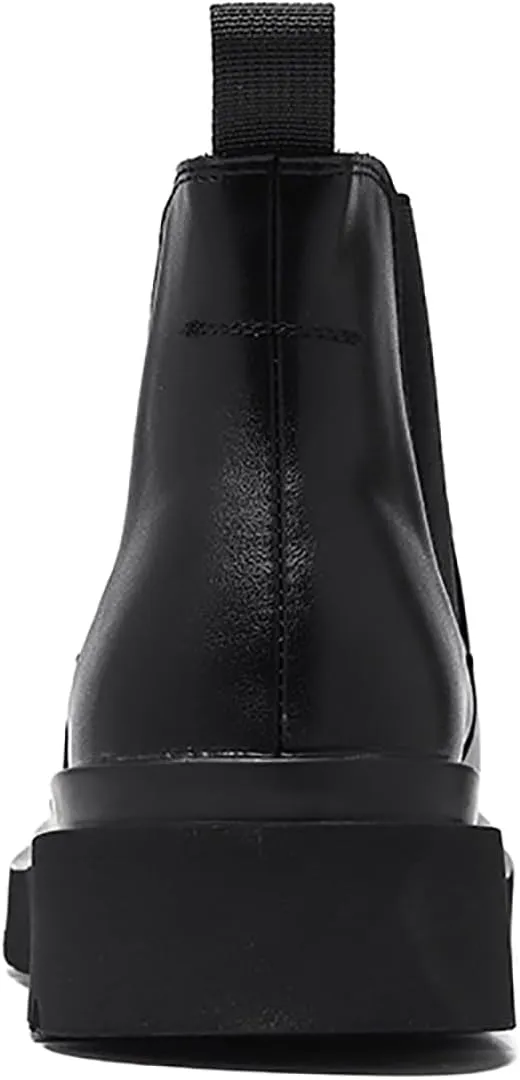 Men's Chelsea Ankle Boots Classic Leather Non-Slip Dress Boots Casual Elastic Slip On Work Boots