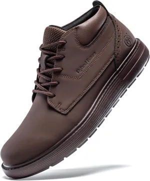 Men's Chukka Boots Casual Fashion Sneakers Lace Up Leather Ankle Boots Slip On Lightweight Walking Driving Shoes