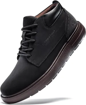 Men's Chukka Boots Casual Fashion Sneakers Lace Up Leather Ankle Boots Slip On Lightweight Walking Driving Shoes