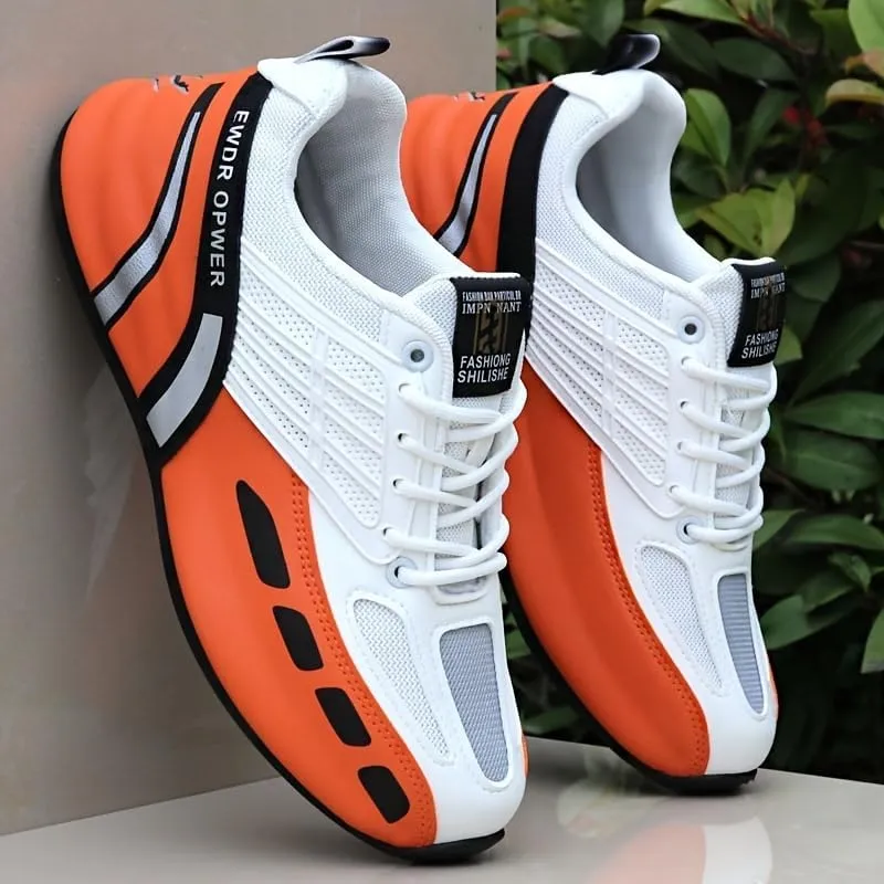 Men's Color Block Trendy Sneakers for Outdoor Activities, Casual Soft Sole Shoes Non Slip Comfy Jogging Shoes