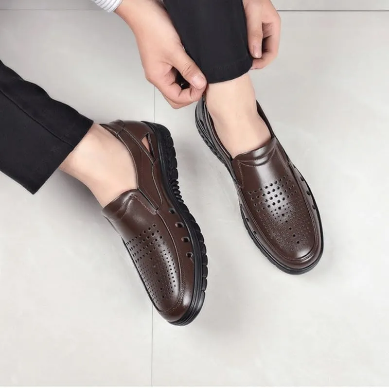 Men's Cutout Mesh Handmade Flat Casual Loafers Lightweight Slip on Mesh Moccasins Summer Breathable Driving Shoes