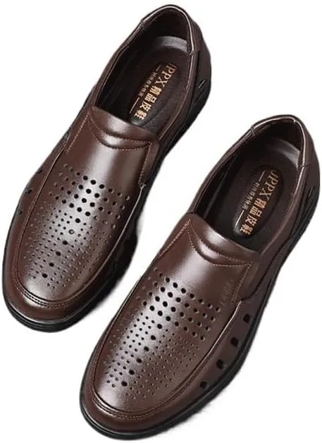 Men's Cutout Mesh Handmade Flat Casual Loafers Lightweight Slip on Mesh Moccasins Summer Breathable Driving Shoes