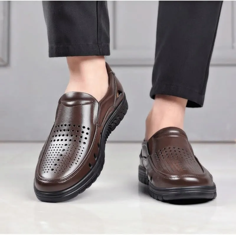 Men's Cutout Mesh Handmade Flat Casual Loafers Lightweight Slip on Mesh Moccasins Summer Breathable Driving Shoes
