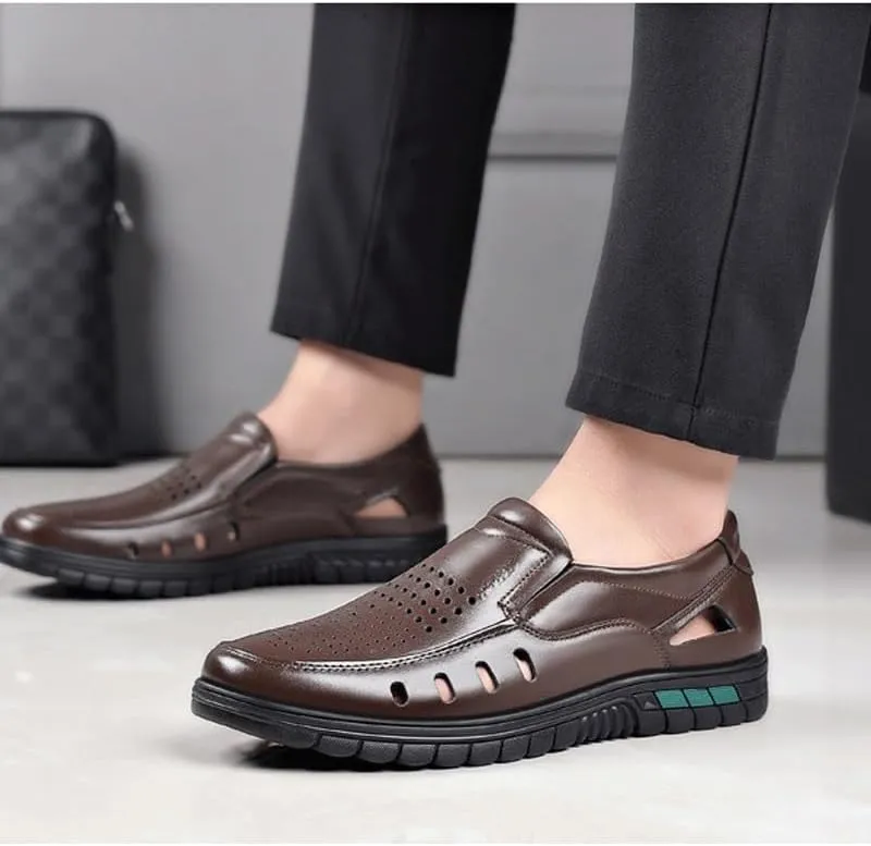 Men's Cutout Mesh Handmade Flat Casual Loafers Lightweight Slip on Mesh Moccasins Summer Breathable Driving Shoes