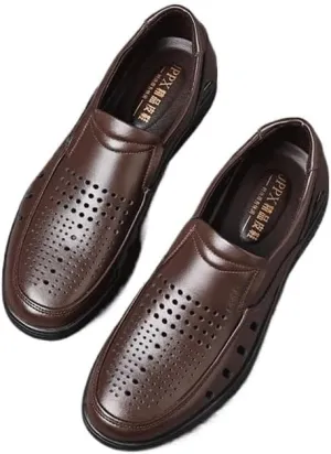 Men's Cutout Mesh Handmade Flat Casual Loafers Lightweight Slip on Mesh Moccasins Summer Breathable Driving Shoes