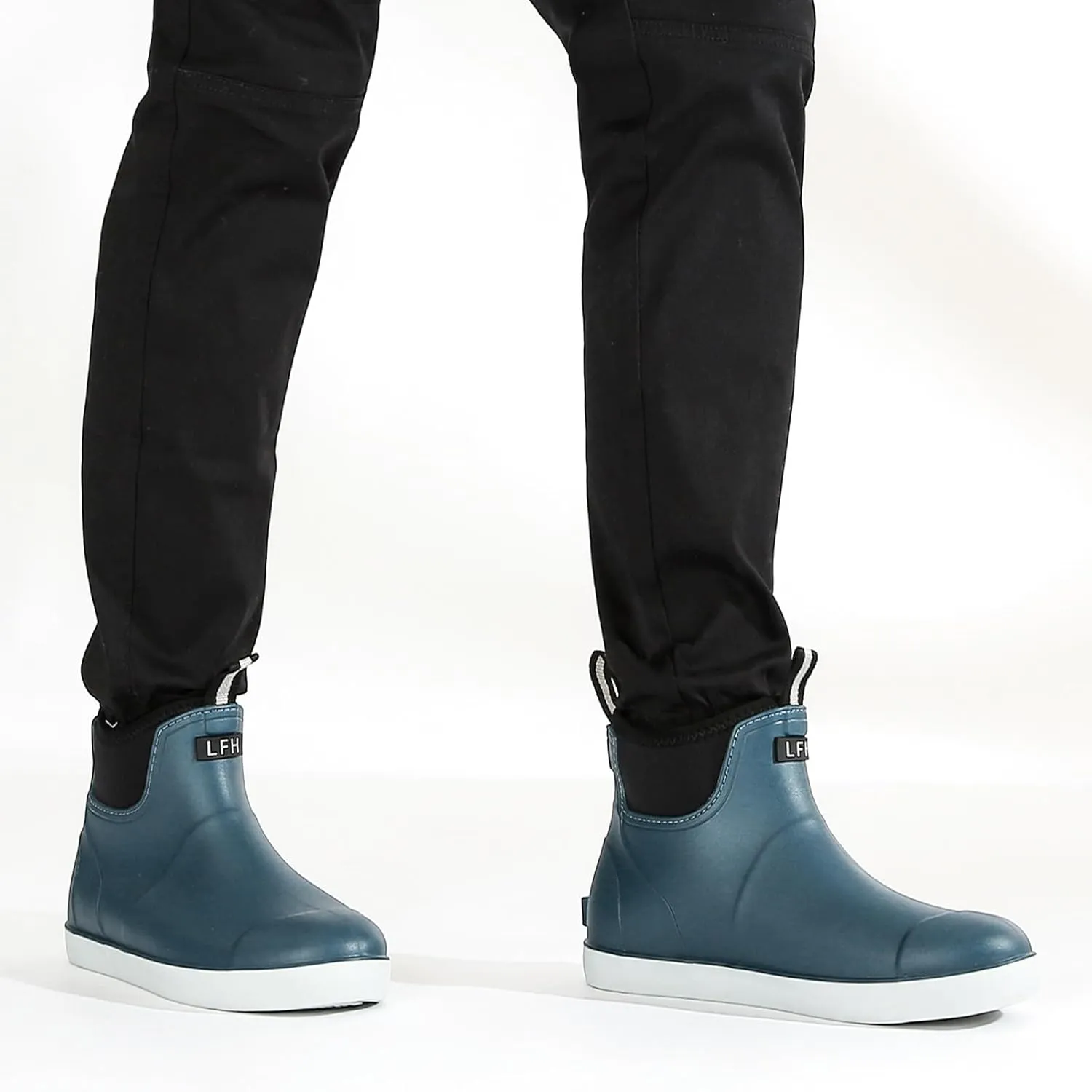 Men's Deck Boots, Waterproof Ankle Rain Boots Men Anti-Slip Traction, Outdoor Rubber Fishing Garden Boots High-Performance Shoes for Farming