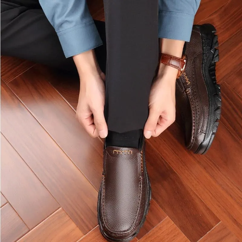 Men's Dress Slip-on Classic Loafers Formal Shoes Men's Hands Free Slip On Walking Leather Shoes Moccasins