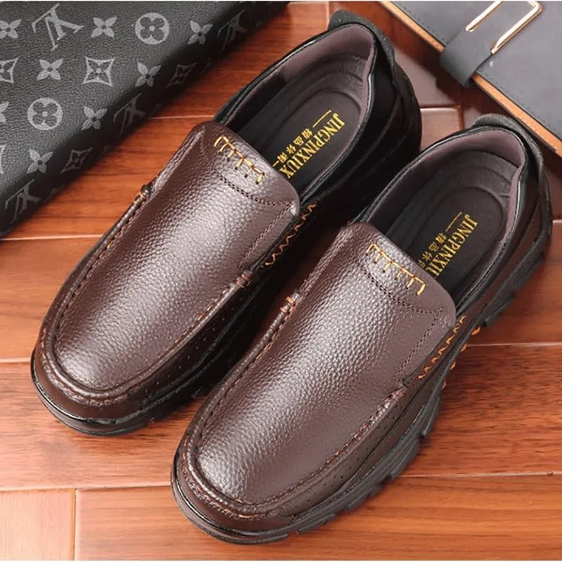 Men's Dress Slip-on Classic Loafers Formal Shoes Men's Hands Free Slip On Walking Leather Shoes Moccasins
