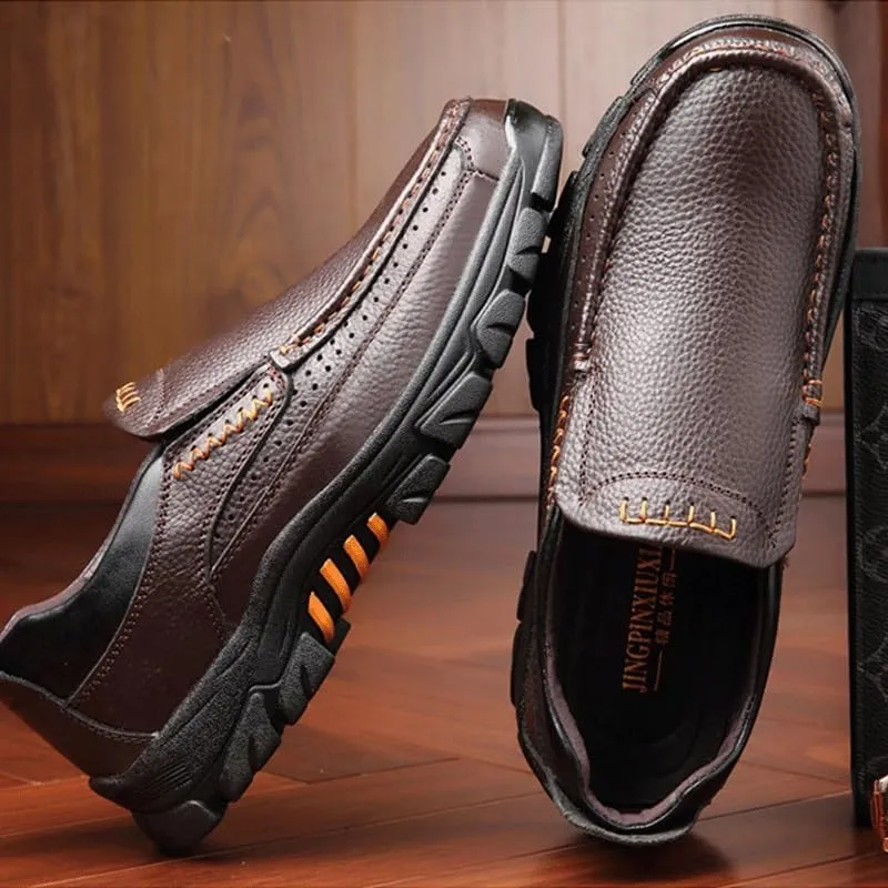 Men's Dress Slip-on Classic Loafers Formal Shoes Men's Hands Free Slip On Walking Leather Shoes Moccasins