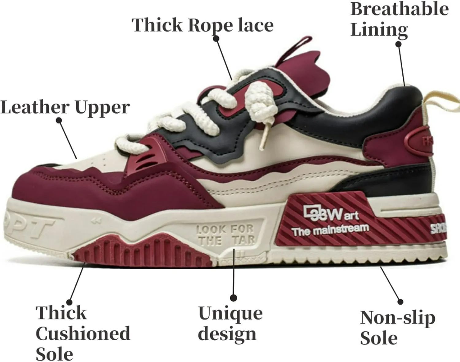 Men's Fashion 3.15" Inch Platform Sneakers Color Block Chunky Casual Athletic Non-Slip Walking Shoes for Men