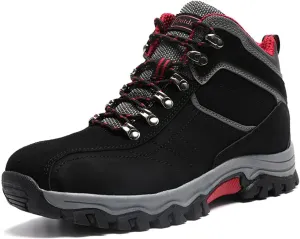 Men's Leather Lace Up Casual Hiking Boots Handmade Stitching Round Toe Outdoor Fashion High-top Sneakers Comfortable Lightweight Waterproof and Non-Slip Backpack Boots Trekking Ankle Boots for Men