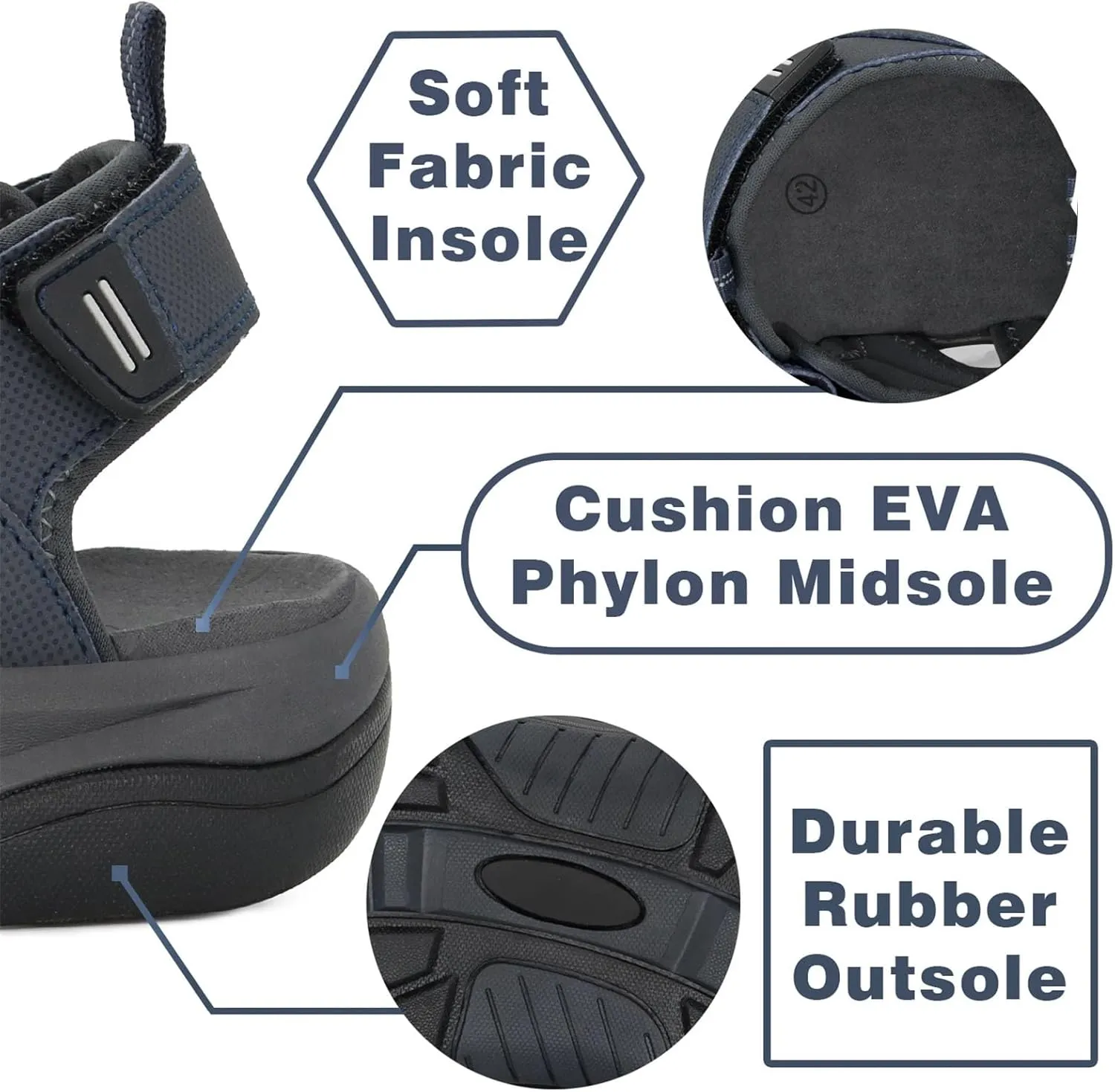 Men's Trekking Sandals - Quick-Drying Non-Slip Beach Shoes with PU Sole