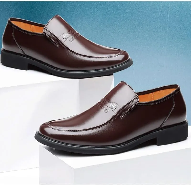 Men's Trendy Solid Slip On Loafer Shoes Comfortable Cowhide Soles Non-Slip Walking Shoes for Driving Walking Wedding Outdoor Indoor Size