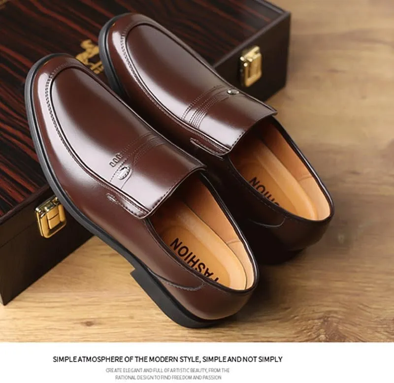 Men's Trendy Solid Slip On Loafer Shoes Comfortable Cowhide Soles Non-Slip Walking Shoes for Driving Walking Wedding Outdoor Indoor Size