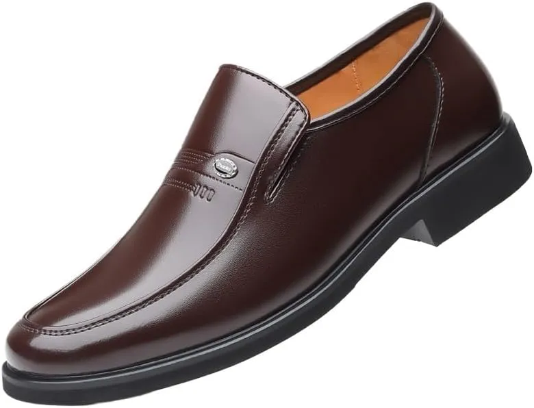 Men's Trendy Solid Slip On Loafer Shoes Comfortable Cowhide Soles Non-Slip Walking Shoes for Driving Walking Wedding Outdoor Indoor Size