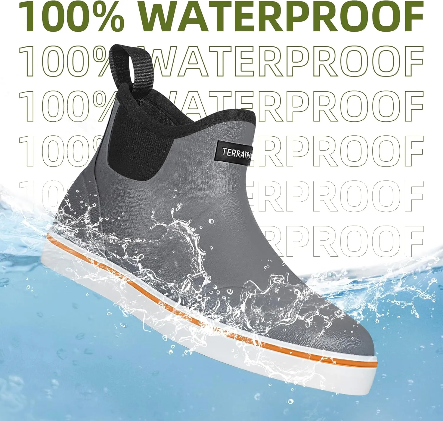 Men's Waterproof Deck Rain Boots - Anti-Slip Rubber Ankle Boots for men, ideal for Fishing and Boating, All-Season