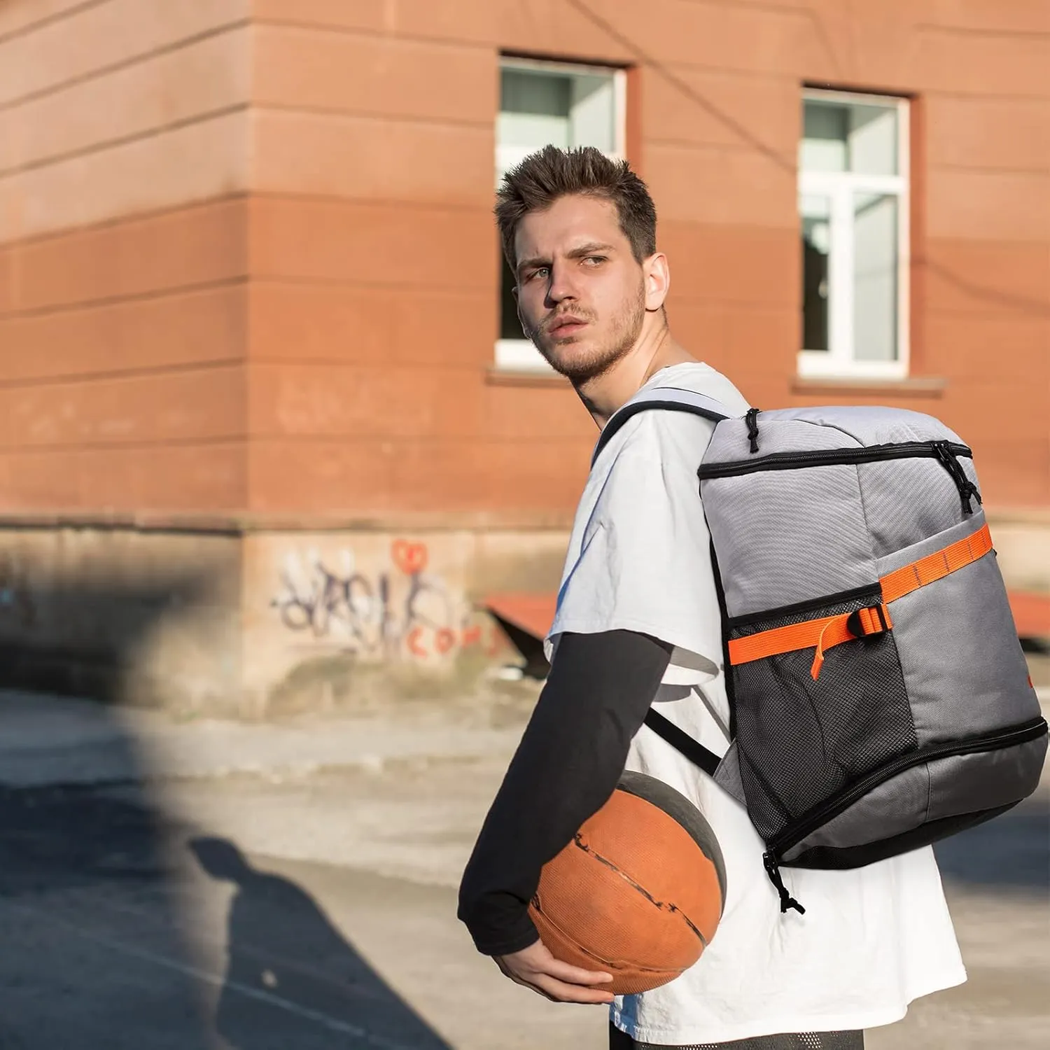 MIER Basketball Backpack Soccer Bag with Shoes/Ball Compartment, Large Sports Back Pack Equipment Bag for Men Women Athletes, 35L