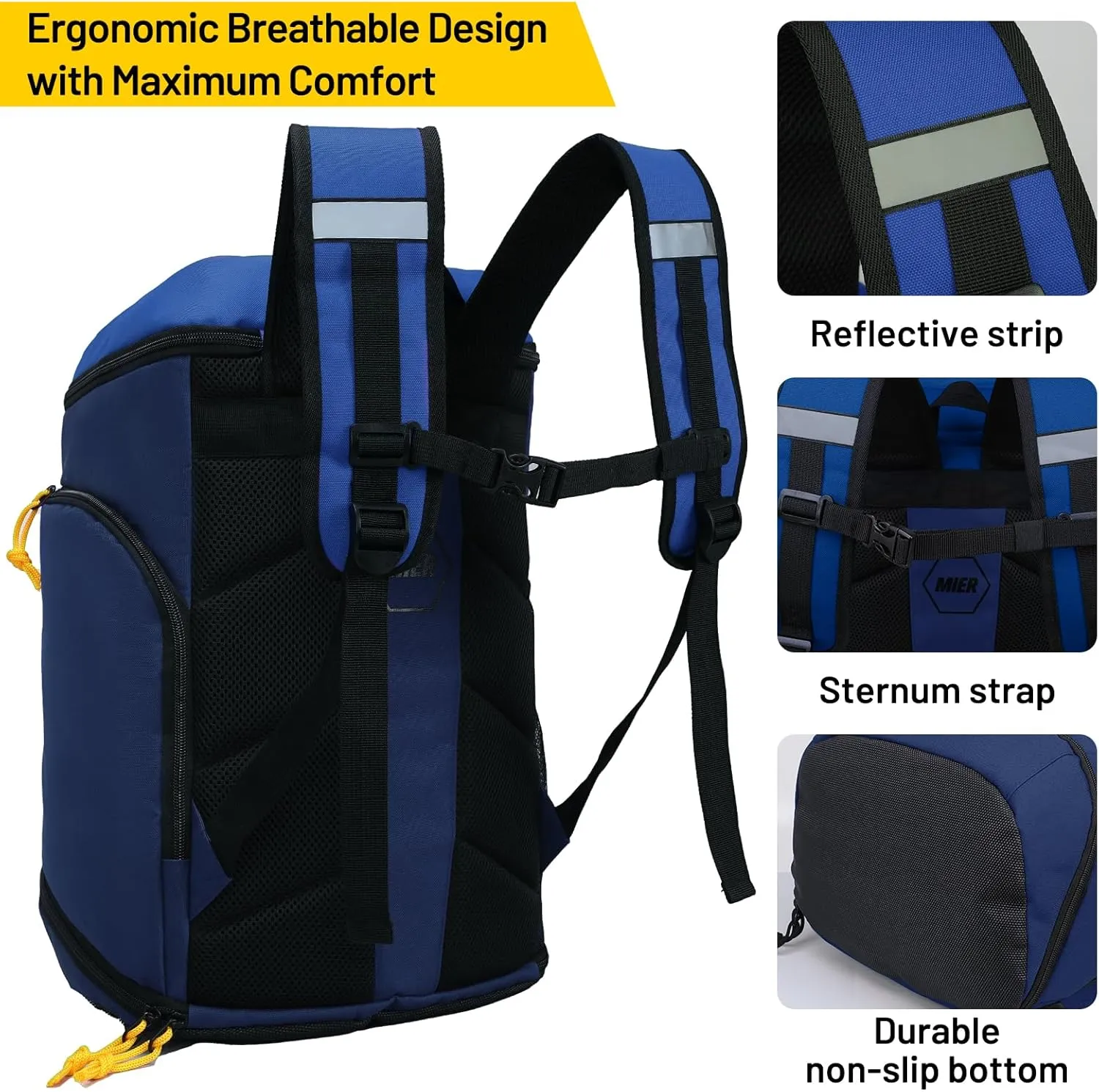 MIER Basketball Backpack Soccer Bag with Shoes/Ball Compartment, Large Sports Back Pack Equipment Bag for Men Women Athletes, 35L