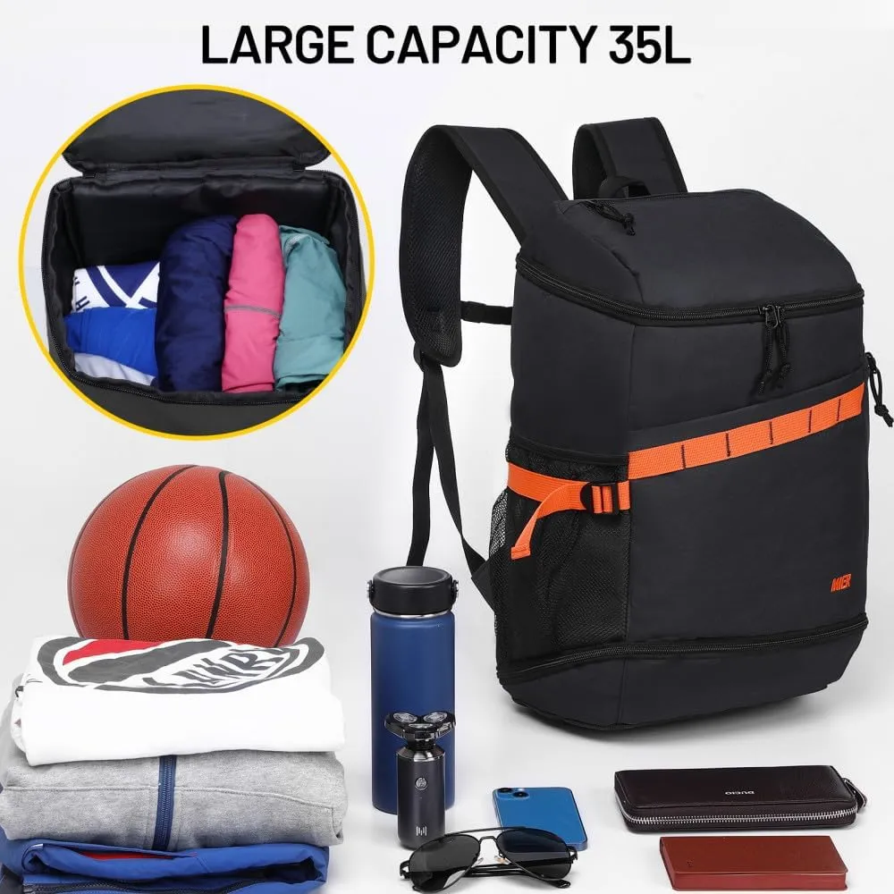 MIER Basketball Backpack Soccer Bag with Shoes/Ball Compartment, Large Sports Back Pack Equipment Bag for Men Women Athletes, 35L