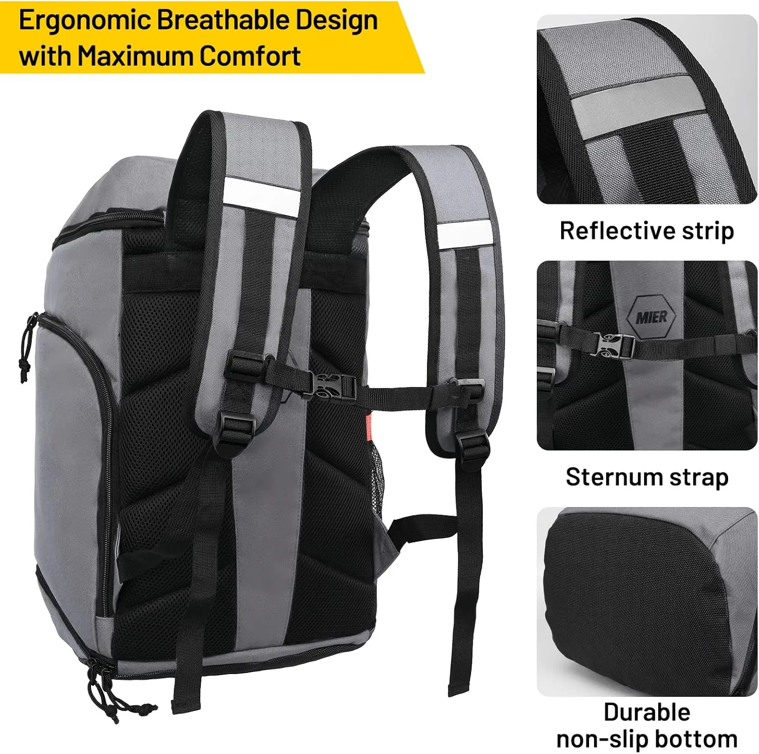 MIER Basketball Backpack Soccer Bag with Shoes/Ball Compartment, Large Sports Back Pack Equipment Bag for Men Women Athletes, 35L