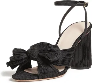 MUCCCUTE Women's Bow Knot Heeled Sandals Ankle Buckle Strap Chunky Heeled Open-toe Comfortable Wedding Party Fashion Heeled