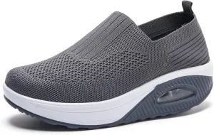 Myallfeet Women's Slip-on Air-Cushion Heightening Thick-Soled Sports and Casual Shoes Mesh Stretch Thick Soled Sneakers Casual Body Shaping Rocker Shoes