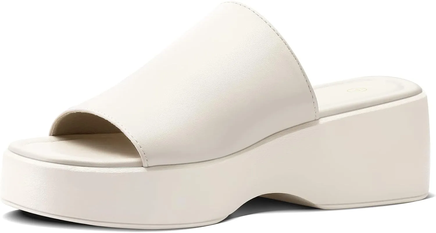 mysoft Women's Wedge Platform Sandals Open Toe Slip On Slide Flatform Summer Shoes