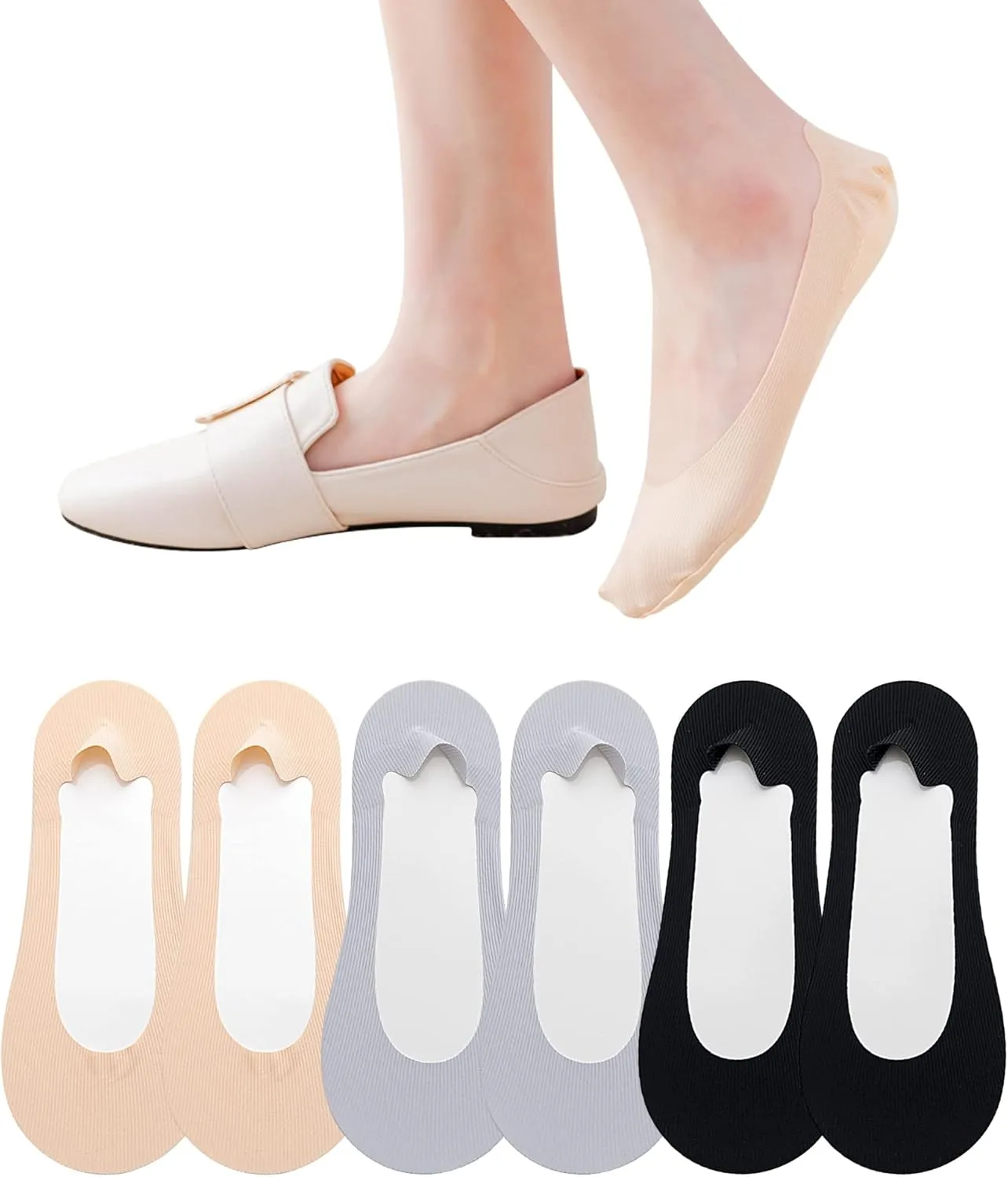 No Show Socks Womens 6 Pairs Hidden Invisible Low Cut Socks Non Slip Socks Womens Breathable Cool Thin Womens Socks