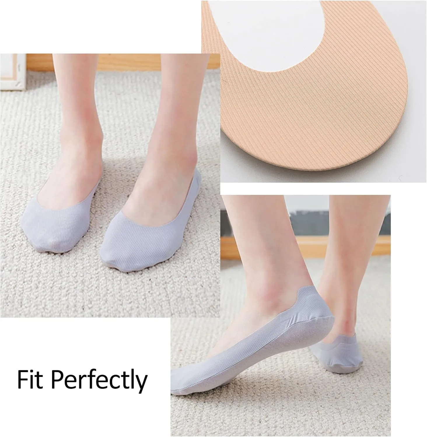 No Show Socks Womens 6 Pairs Hidden Invisible Low Cut Socks Non Slip Socks Womens Breathable Cool Thin Womens Socks