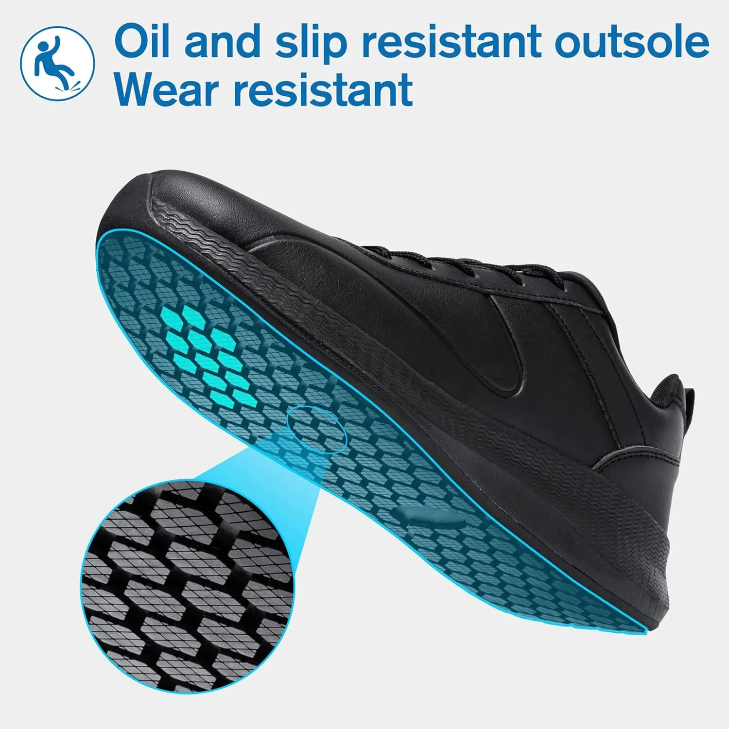 Non Slip Work Shoes for Women Food Service Lightweight Waterproof Kitchen Chef Shoe Restaurant Walking Sneakers Nursing Slip Resistant Footwear, Black