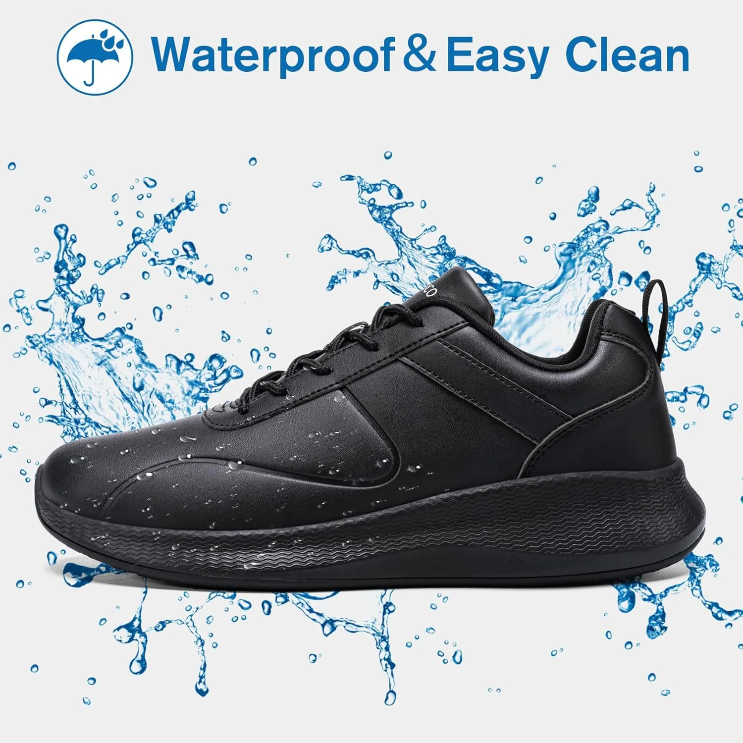 Non Slip Work Shoes for Women Food Service Lightweight Waterproof Kitchen Chef Shoe Restaurant Walking Sneakers Nursing Slip Resistant Footwear, Black
