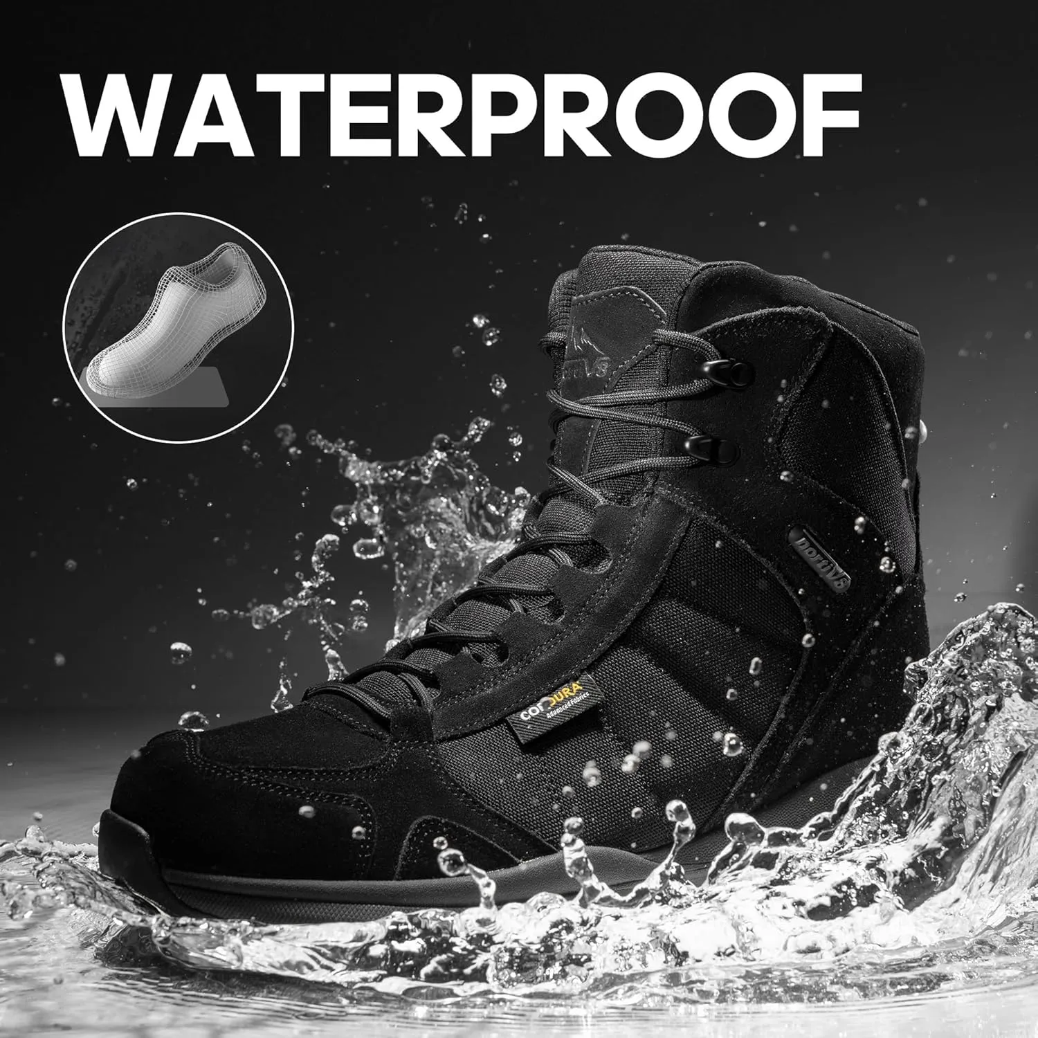 NORTIV 8 Men's Lightweight Military Tactical Work Boots Outdoor Hiking Motorcycle Combat Boots