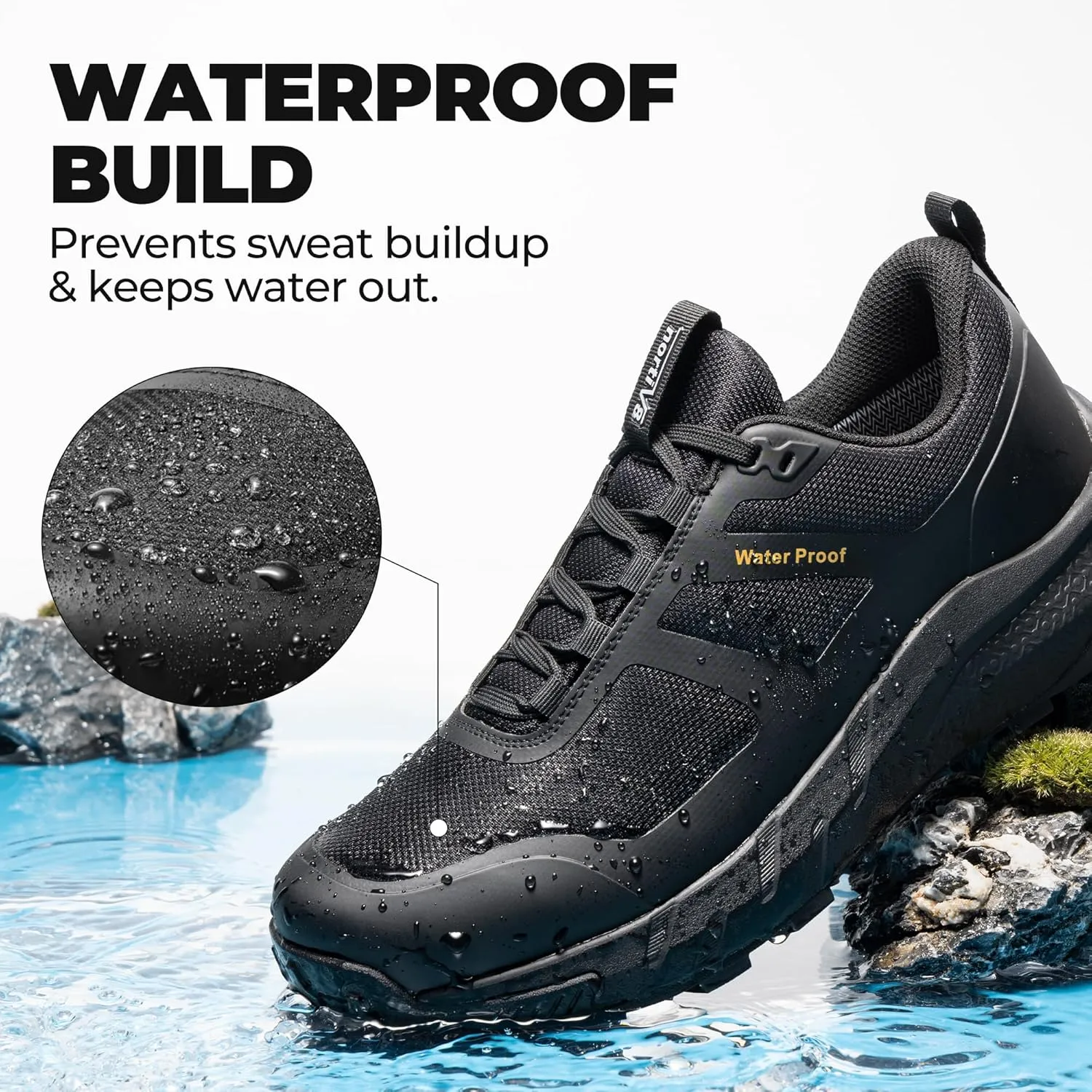 NORTIV 8 Men's Waterproof Hiking Shoes Lightweight Trekking Walking Sneakers with Arch Support for Camping Tennis Outdoor Training StreamRunner