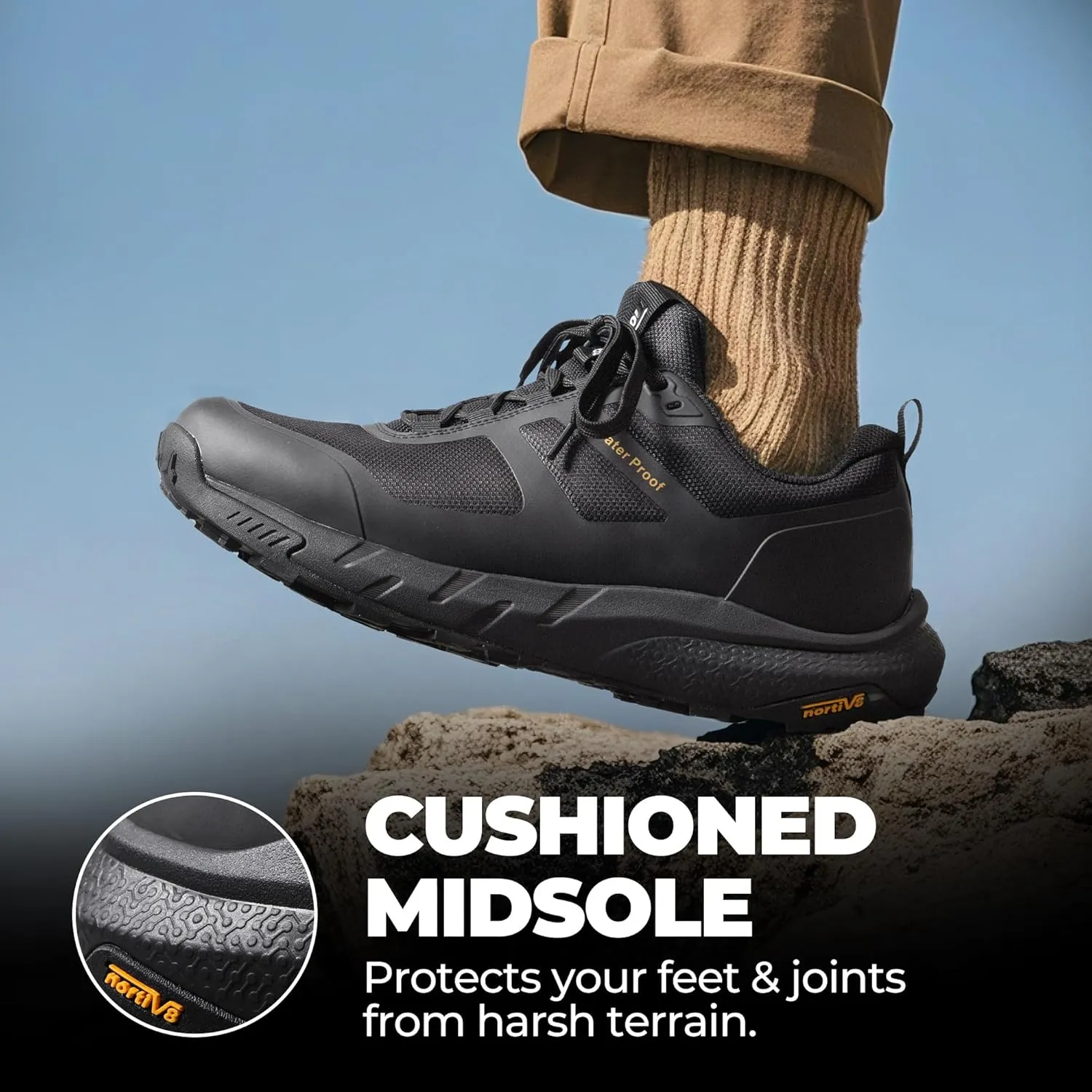 NORTIV 8 Men's Waterproof Hiking Shoes Lightweight Trekking Walking Sneakers with Arch Support for Camping Tennis Outdoor Training StreamRunner