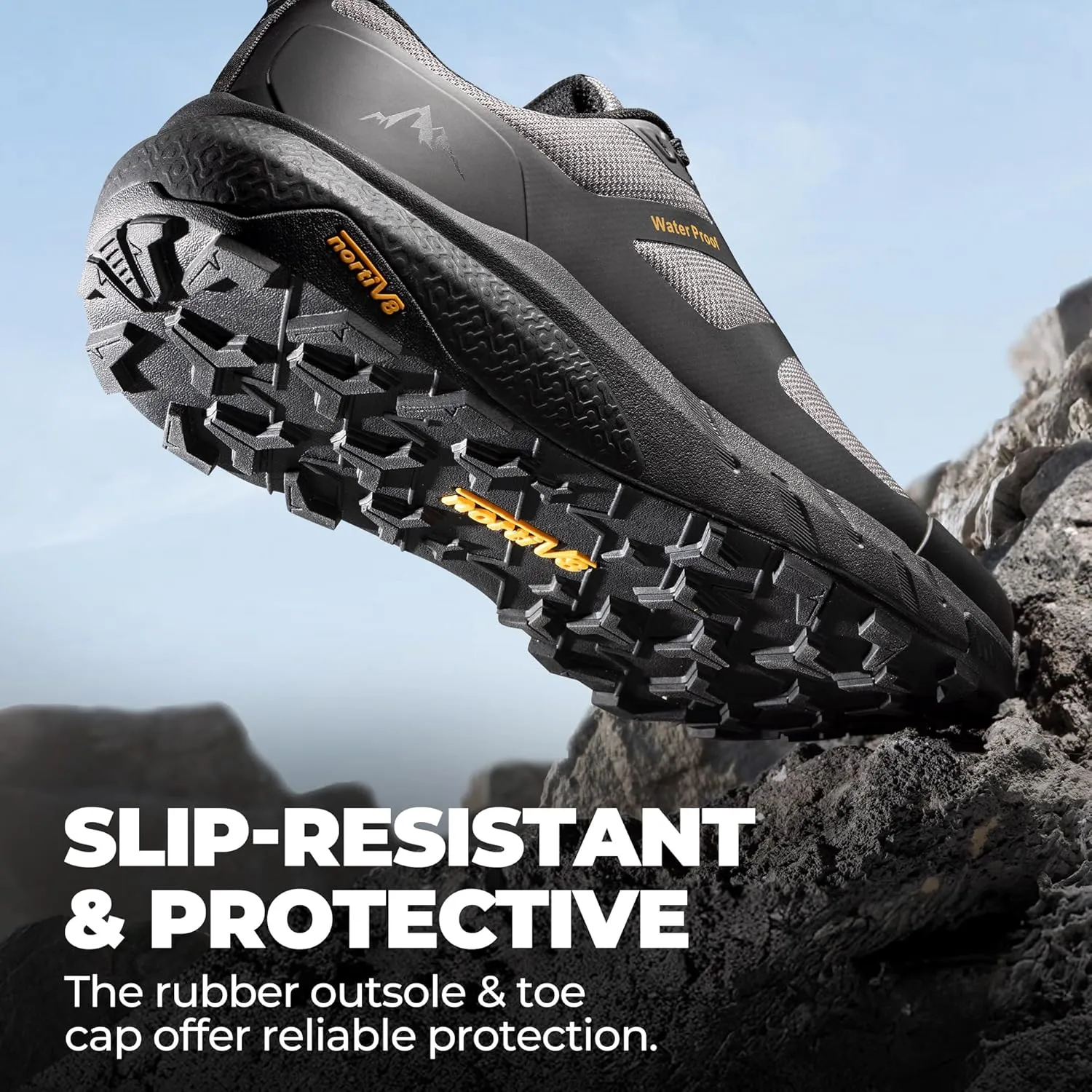 NORTIV 8 Men's Waterproof Hiking Shoes Lightweight Trekking Walking Sneakers with Arch Support for Camping Tennis Outdoor Training StreamRunner