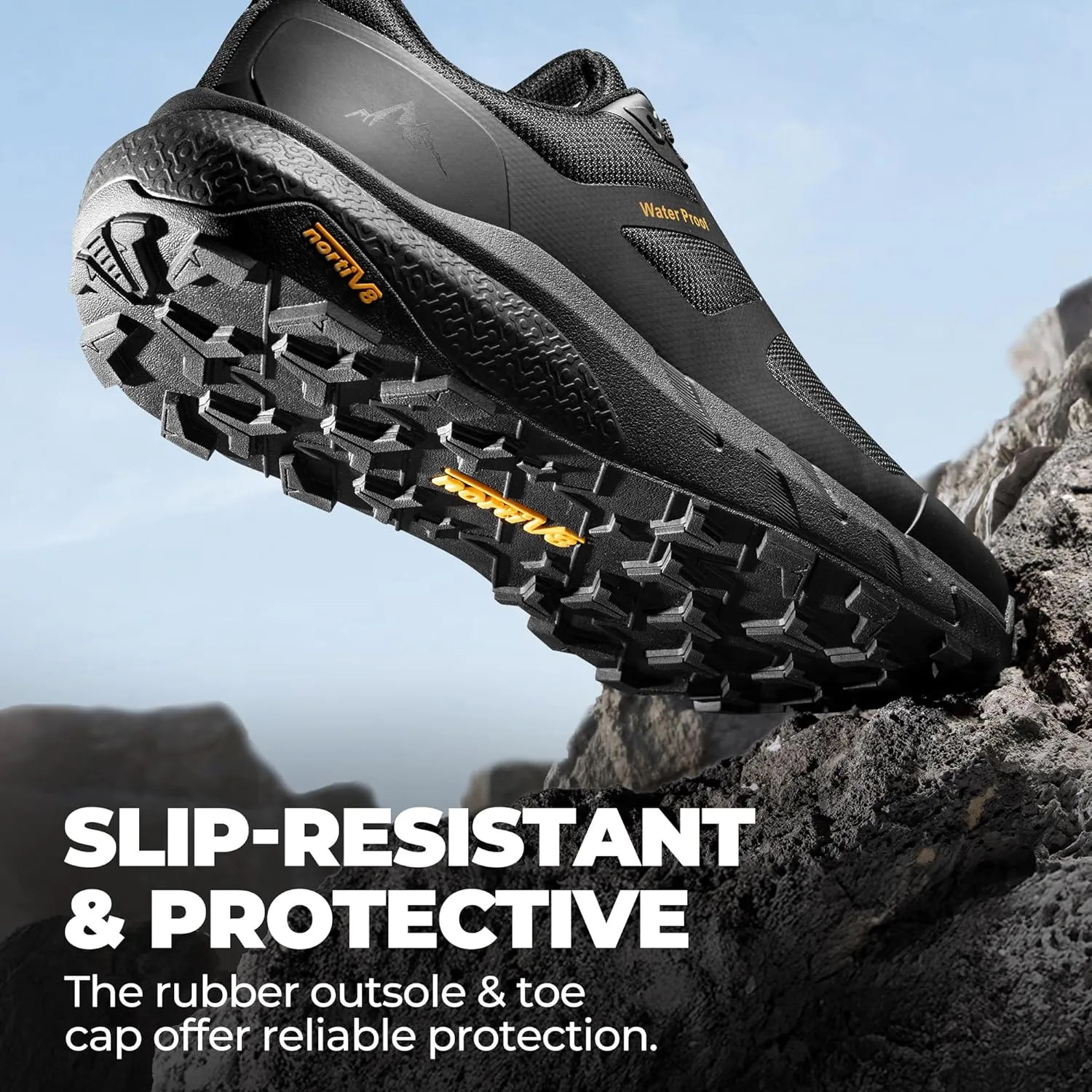 NORTIV 8 Men's Waterproof Hiking Shoes Lightweight Trekking Walking Sneakers with Arch Support for Camping Tennis Outdoor Training StreamRunner