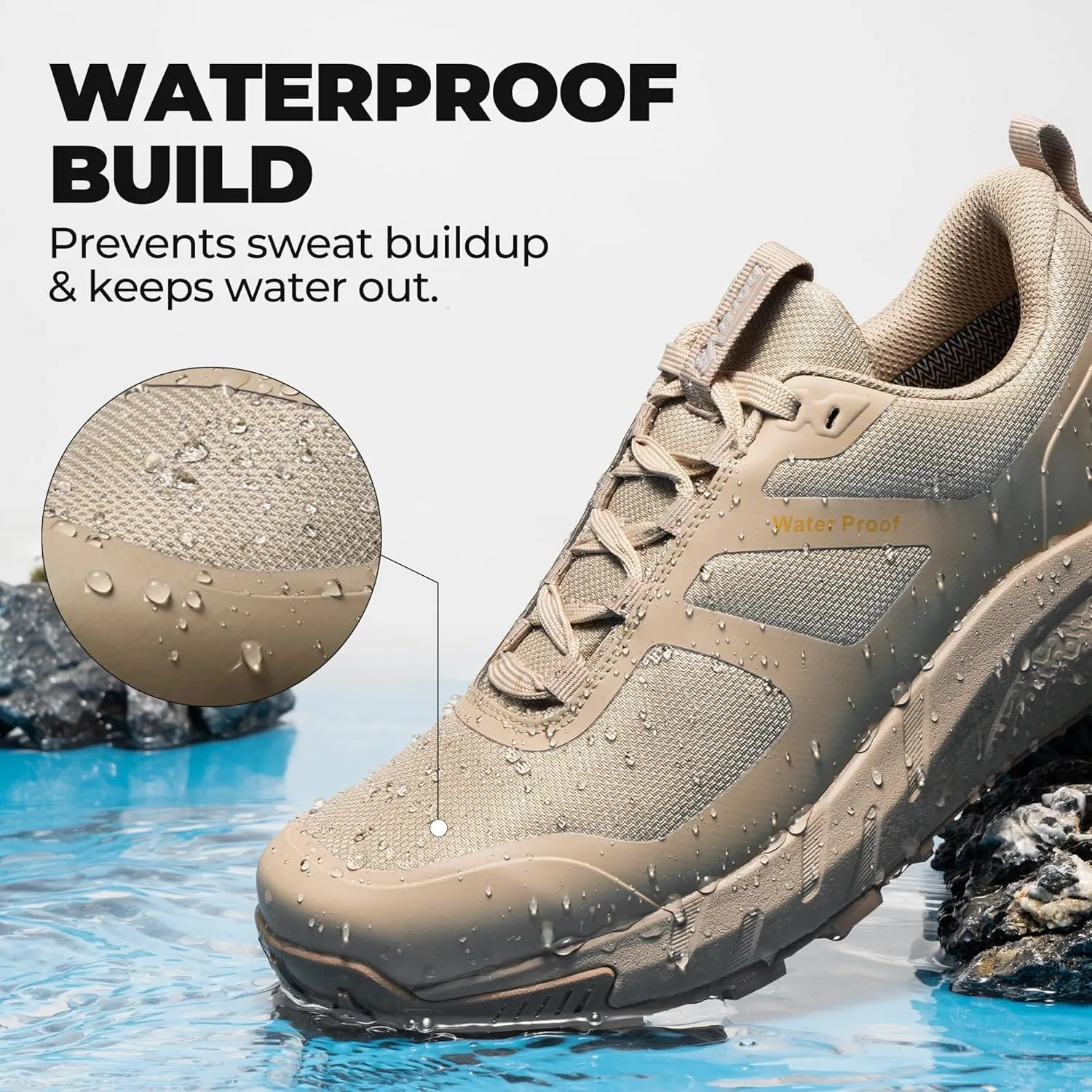 NORTIV 8 Men's Waterproof Hiking Shoes Lightweight Trekking Walking Sneakers with Arch Support for Camping Tennis Outdoor Training StreamRunner